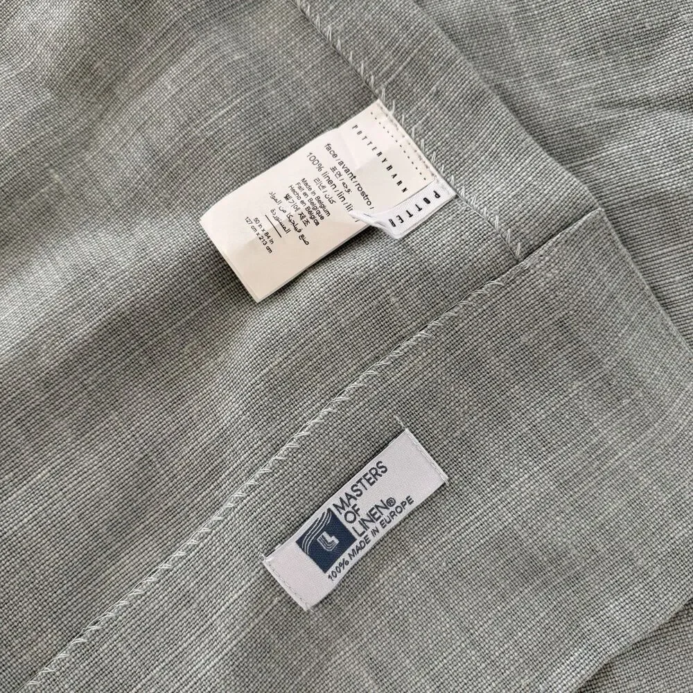 Set 2 Pottery Barn Belgian Linen Curtain Libeco Linen 50x84 Panel Blue Rod